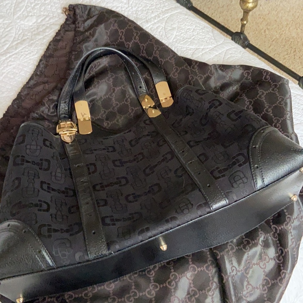 Gucci Black and Gold Satchel